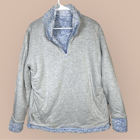 Weatherproof Vintage Baby Blue Heather 3/4 Zip Sherpa Pullover Size L COZY - Picture 4 of 8